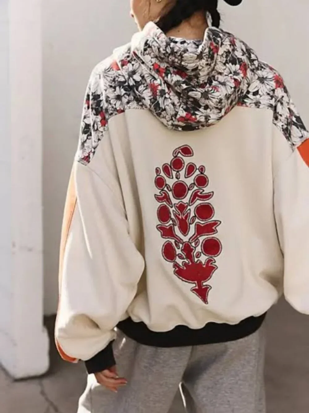 Free People Final Call Buti Hoodie Floral Embroidered Print Sweatshirt Jacket L